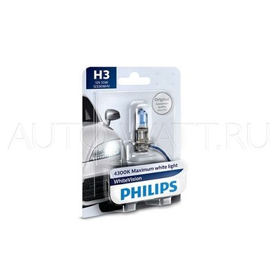 Лампа галогенная H3 - PHILIPS White Vision +60% 12V 55W 4300K