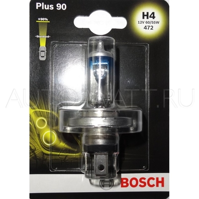 Лампа галогенная H4 - Bosch Plus 90% 12V 60/55W