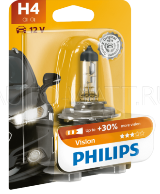 Лампа галогенная H4 - PHILIPS Vision +30% 12V 60/55W 3000K