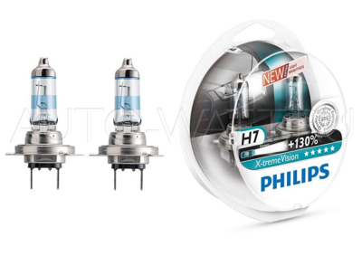 Лампа галогенная H7 - PHILIPS X-treme Vision +130% 12V 55W 3700K Комплект
