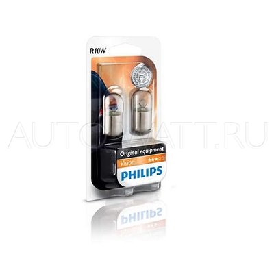 Лампа галогенная P10W (BA15s) - PHILIPS Vision 12V 10W 3000K Комплект