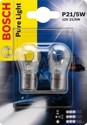 Лампа галогенная P21/5W 1157 - Bosch Pure Light 12V 21/5W