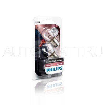 Лампа галогенная P21/5W 1157 - PHILIPS Vision Plus +50% 12V 21/5W 3000K Комплект