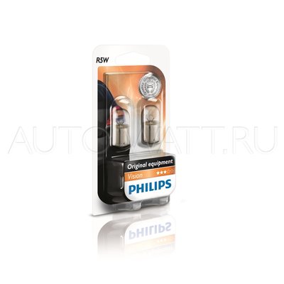 Лампа галогенная R5W (BA15s) - PHILIPS Vision 12V 5W 3000K Комплект