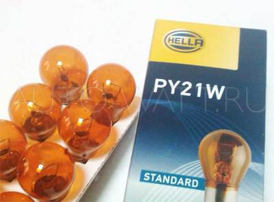 Лампа галогенная PY21W - Hella 21W 12V