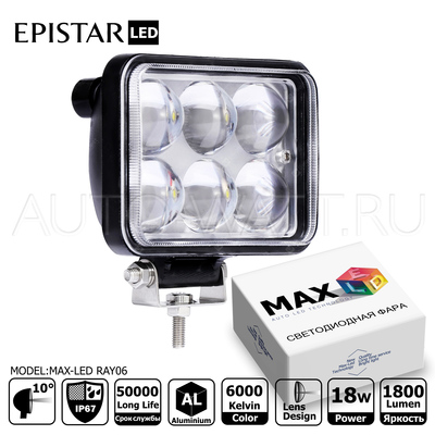 Светодиодная фара Max-Led Epistar RAY06 18Вт