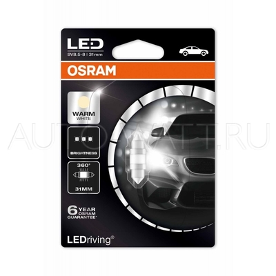 Светодиодная лампа C5W 31мм – OSRAM LED Premium Warm White 4000K