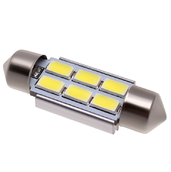 Светодиодная лампа C5W 36 мм - Max-Road 6Led + Обманка 5Вт Белая