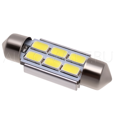 Светодиодная лампа C5W 36 мм - Max-Road 6Led + Обманка 5Вт Белая