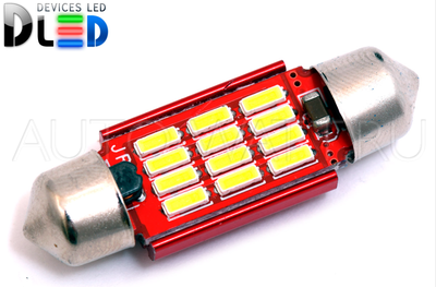 Светодиодная лампа C5W 36 мм - SMD4014 12Led Обманка 2.4Вт Белая