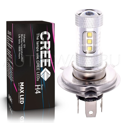 Светодиодная лампа H4 - 16 CREE Линза 80Вт