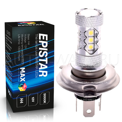 Светодиодная лампа H4 - 16 Epistar Линза 80Вт