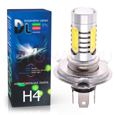 Светодиодная лампа H4 - 5 High-Power + Линза 7.5Вт