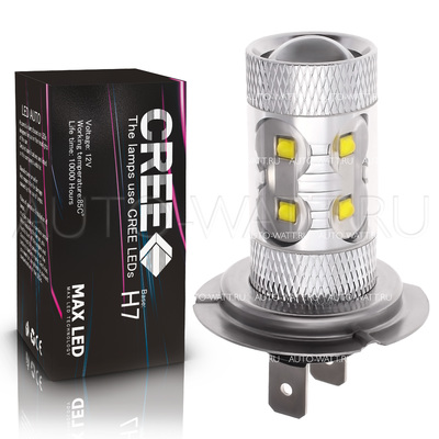 Светодиодная лампа H7 - 10 CREE Линза 50Вт