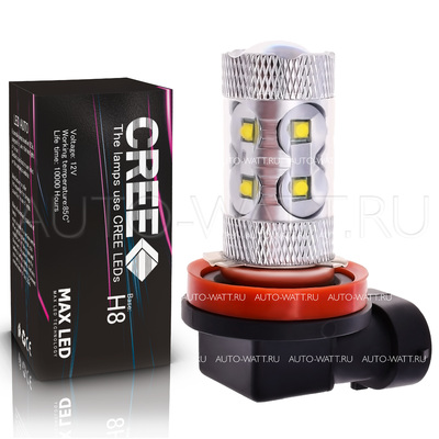 Светодиодная лампа H8 - 10 CREE Линза 50Вт (1шт)