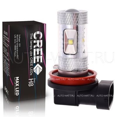 Светодиодная лампа H8 - 6 CREE Линза 30Вт