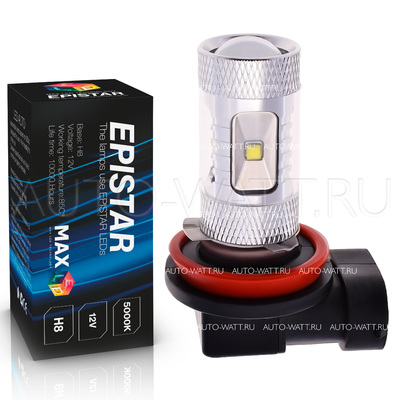 Светодиодная лампа H8 - 6 Epistar Линза 30Вт