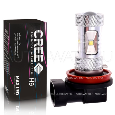 Светодиодная лампа H9 - 6 CREE Линза 30Вт