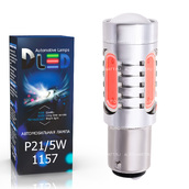 Светодиодная лампа P21/5W 1157 - 4 High-Power + Линза 6Вт Красная