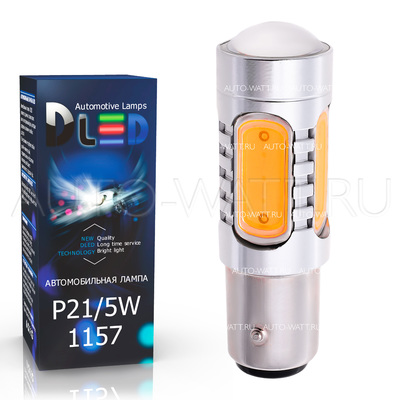 Светодиодная лампа P21/5W 1157 - 4 High-Power Линза 6Вт Жёлтая