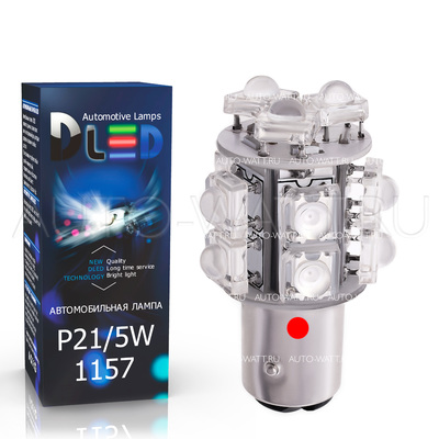 Светодиодная лампа P21/5W 1157 - Super-Flux 13Led 1,3Вт Красная