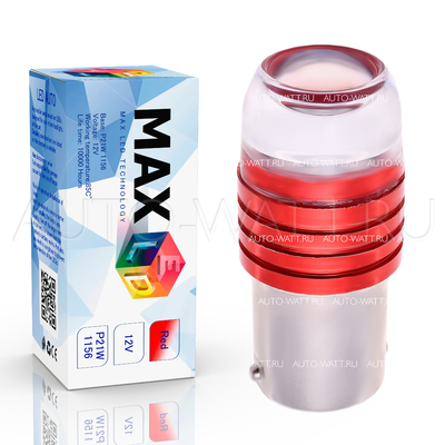 Светодиодная лампа P21W 1156 – Max-Cristal 3Вт Красная (1шт)