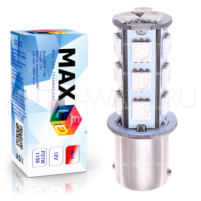 Светодиодная лампа P21W 1156 - 18 SMD5050 4.32Вт Красная