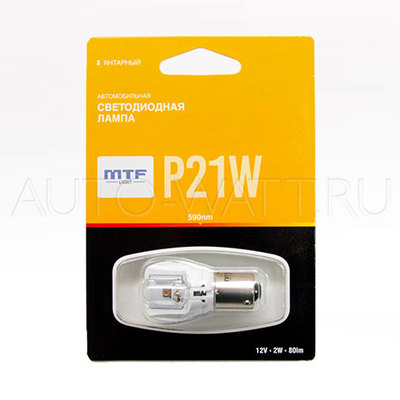 Светодиодная лампа P21W 1156 – MTF 2W 5000K Желтая