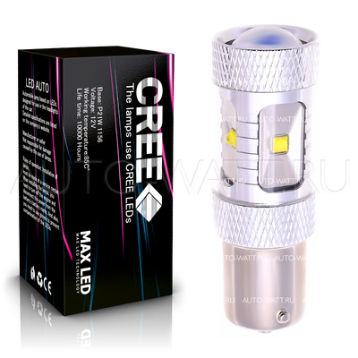 Светодиодная лампа P21W - 6 CREE Линза 30Вт