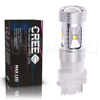 Светодиодная лампа P27W 3156 - 6 CREE Линза 30Вт