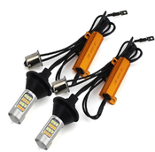 Светодиодные лампы PY21W 1156 –  SMD Белый-Жёлтый с Резистором (2шт)