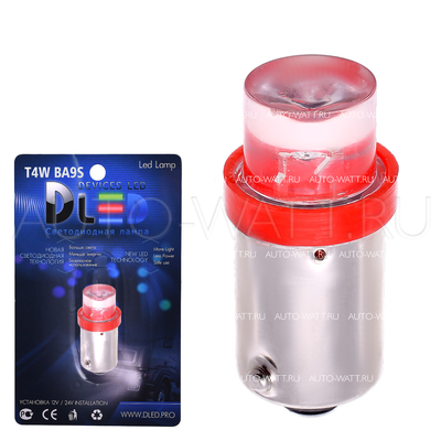 Светодиодная лампа T4W BA9S - 1 Dip Led 0.1Вт Красная