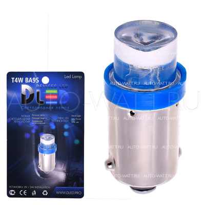 Светодиодная лампа T4W BA9S - 1 Dip Led 0.1Вт Синяя