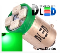 Светодиодная лампа T4W BA9S - 4 SMD3528 0.4Вт Зеленая