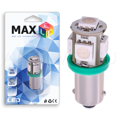 Светодиодная лампа T4W BA9S - 5 SMD5050 1.2Вт Зелёная