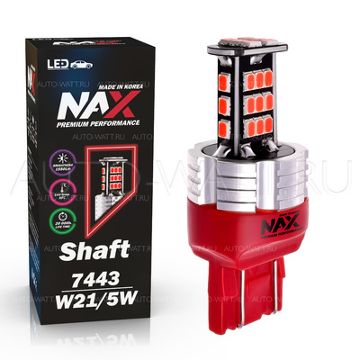 Светодиодная лампа W21/5W 7443 - NAX Shaft 1 15ВТ Красная