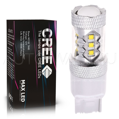 Светодиодная лампа W21W 7440 - 16 CREE Линза 80Вт