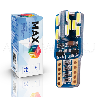 Светодиодная лампа W5W T10 - Max-Visiko Stabilisator 24 Led 5Вт Белая