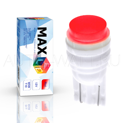 Светодиодная лампа W5W T10 – Max-Ceramic COB 2Вт Красная