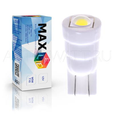 Светодиодная лампа W5W T10 – Max-Ceramic Power 5Вт Белая