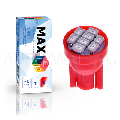 Светодиодная лампа W5W T10 – Max-Lendigo 8Led 0.8Вт Красная