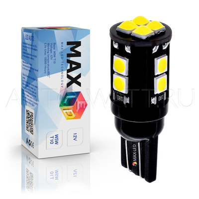 Светодиодная лампа W5W T10 – Max-Lumen 12Led 6Вт Белая