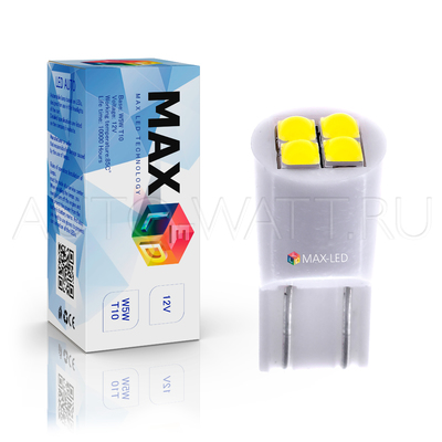 Светодиодная лампа W5W T10 – Max-Lumen 4Led 4Вт Белая