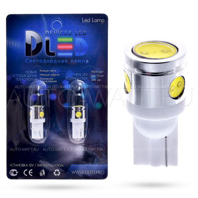 Светодиодная лампа W5W T10 – 1 HP + 3 Mini Hp 2.5Вт Белая