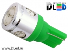 Светодиодная лампа W5W T10 – 1 HP + 3 Mini Hp 2.5Вт Зелёная