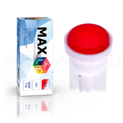 Светодиодная лампа W5W T10 – Max-COB 1Вт Красная