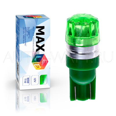 Светодиодная лампа W5W T10 – Max-Cristal 2Вт Зелёная
