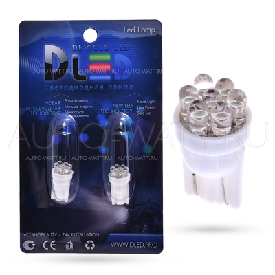 Светодиодная лампа W5W T10 – 4 Dip Led 0.2Вт Белая