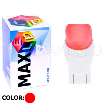 Светодиодная лампа W5W T10 – Max-Ceramic A 2Led 3Вт Красная