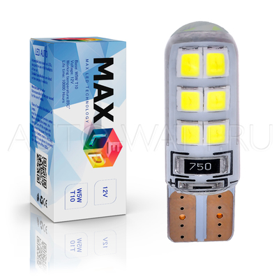 Светодиодная лампа W5W T10 – Max-Hill Silica 12Led 3Вт Белая